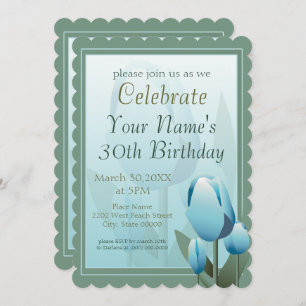 Spring Tulips Birthday Party Turquoise Kaart