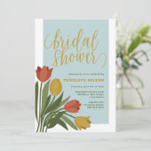 Spring Tulips Bridal Shower Invitation Kaart (Staand voorkant)