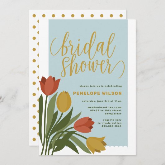 Spring Tulips Bridal Shower Invitation Kaart (Voorkant / Achterkant)
