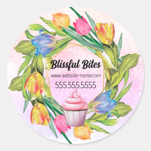 Spring Tulips Cupcake Baking Ronde Sticker (Voorkant)