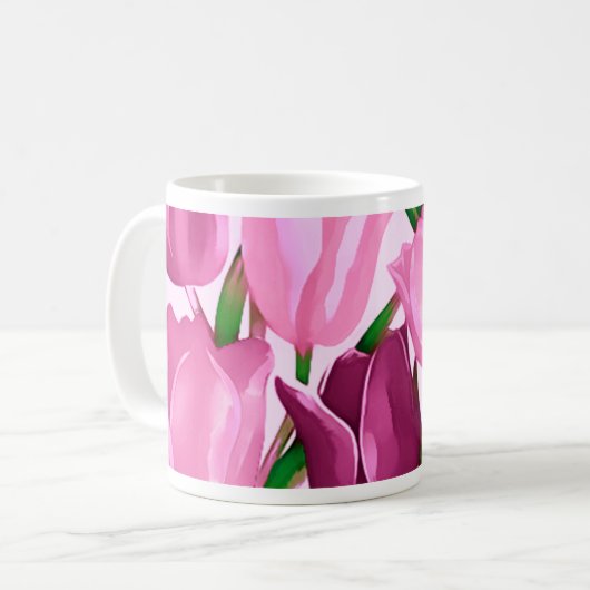 Spring Tulips Custom Name Moederdag Gift Koffiemok (Voorkant links)