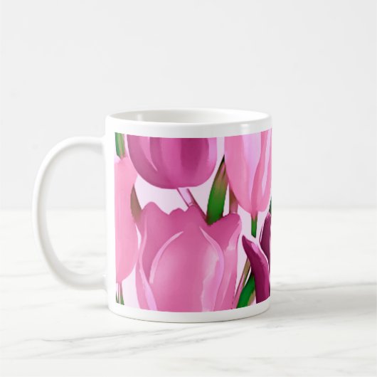 Spring Tulips Custom Name Moederdag Gift Koffiemok (Links)
