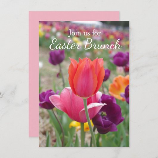 Spring Tulips Easter Brunch Kaart (Voorkant / Achterkant)