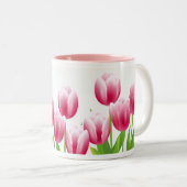 Spring Tulips Easter Gift Tweekleurige Koffiemok (Voorkant rechts)
