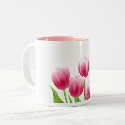 Spring Tulips Easter Gift Tweekleurige Koffiemok (Voorkant links)