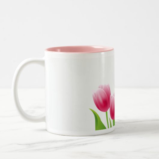 Spring Tulips Easter Gift Tweekleurige Koffiemok (Links)