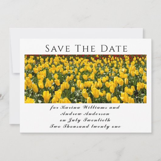 Spring Tulips Flat Save The Date Card (Voorkant)