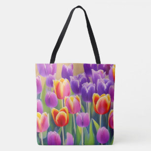 Spring Tulips Floral Canvas tas