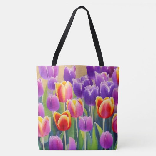 Spring Tulips Floral Canvas tas (Voorkant)