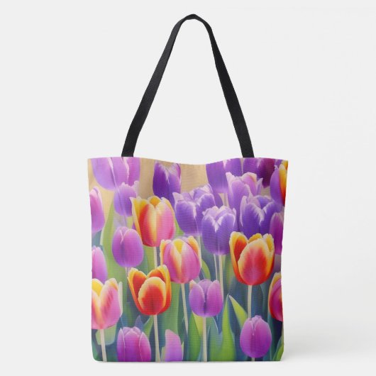 Spring Tulips Floral Canvas tas (Achterkant)