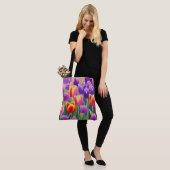 Spring Tulips Floral Canvas tas (Op model)