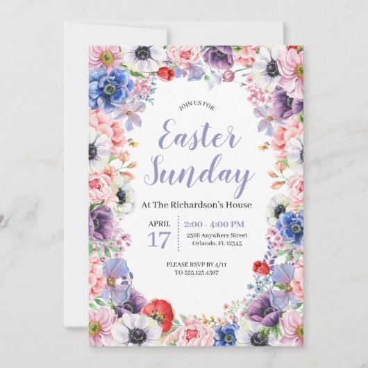 Spring Tulips Floral Easter Celebration Kaart (Voorkant)