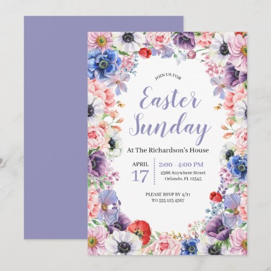 Spring Tulips Floral Easter Celebration Kaart (Voorkant / Achterkant)