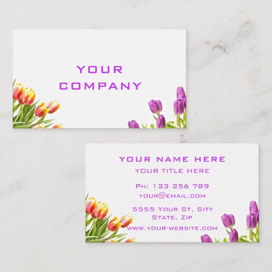 Spring Tulips Garden Floral Elegant Professional Visitekaartje (Voorkant / Achterkant)