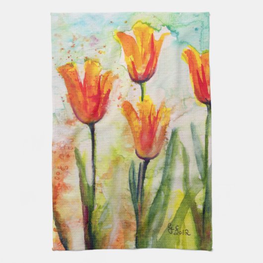 Spring Tulips Kitchen Towel Theedoek (Verticaal)