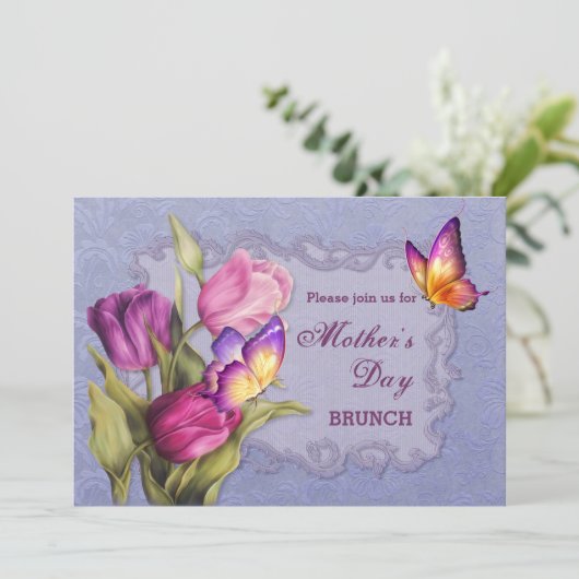 Spring Tulips Moederdag Brunch Kaart (Staand voorkant)
