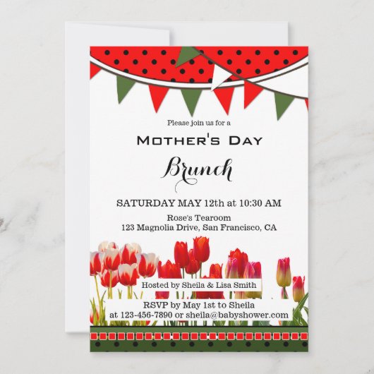 Spring Tulips Moederdag Brunch Uitnodiging (Voorkant)