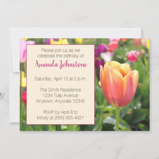 Spring Tulips Party uitnodiging (Voorkant)