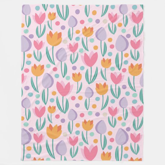 Spring Tulips Patroon Fleece Deken (Voorkant)