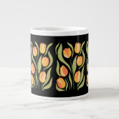 Spring Tulips Pattern on Black Giant Coffee Mok (Voorkant)