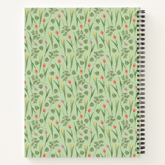 Spring Tulips Pattern Personalized Bible Study Notitieboek (Achterkant)