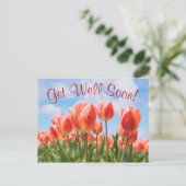 Spring Tulips Sunny Get Well Soon Briefkaart (Staand voorkant)
