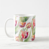 Spring Tulips Waterverf Bloemen Koffiemok (Links)