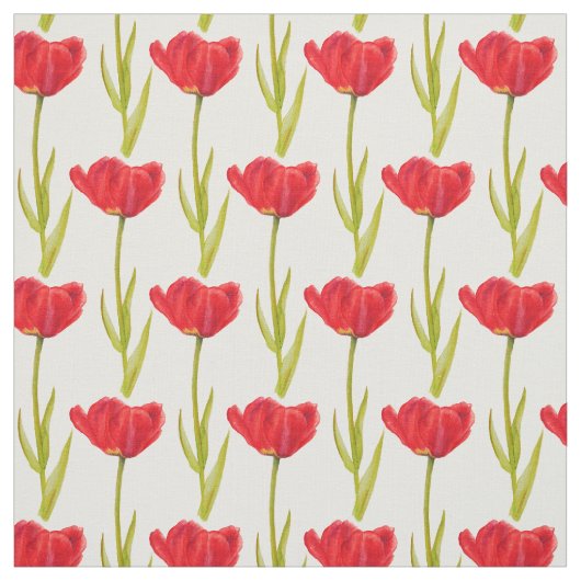 Spring tulp rood en groen waterverf stof (Swatch)