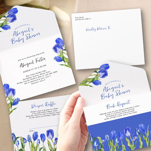 Spring Tulpen Boek Aanvraag en Luiers Baby shower All In One Uitnodiging