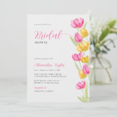 Spring Tulpen Boho Chic Roze Geel Vrijgezellenfees Kaart (Staand voorkant)