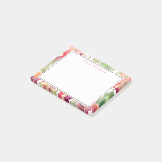 Spring Tulpen Waterverf Bloemen met Jouw naam Post-it® Notes (Schuin)