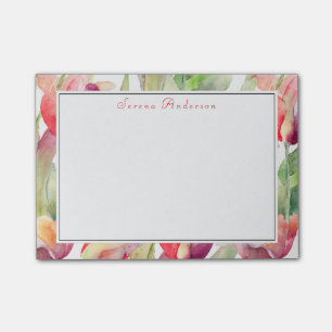 Spring Tulpen Waterverf Bloemen met Jouw naam Post-it® Notes