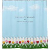 Spring Tulpen Wit Picket Fence  Douchegordijn (Voorkant)