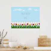 Spring Tulpen Wit Piket Fence Custom Foto Poster (Keuken)