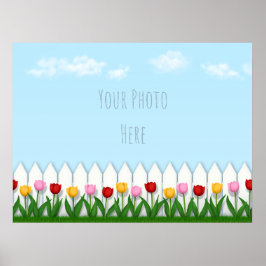 Spring Tulpen Wit Piket Fence Custom Foto Poster