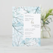 Spring Turquoise Aqua Abstracte Flowers Uitnodigin Kaart (Staand voorkant)