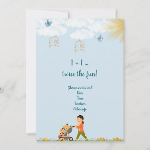 Spring Twin Baby shower Uitnodiging