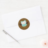 Spring Uil {aqua} Ronde Sticker (Envelop)