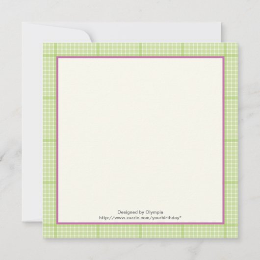 Spring uil kids verjaardagsfeestje groene grens kaart (Achterkant)