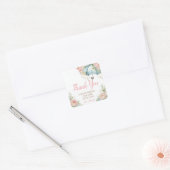 Spring Umbrella Baby shower Dank u Vierkante Sticker (Envelop)