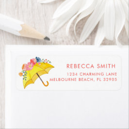 Spring Umbrella Floral Baby shower retouradres Etiket