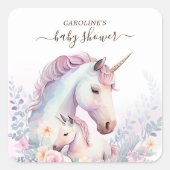 Spring Unicorn Baby shower Vierkante Sticker (Voorkant)