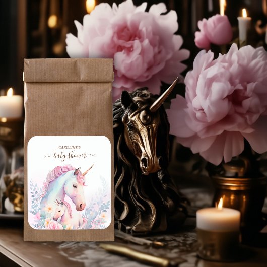 Spring Unicorn Baby shower Vierkante Sticker