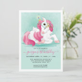 Spring Unicorn | Uitnodiging van Little Bunny Part (Staand voorkant)