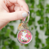 Spring Unicorns en Floral Personalized Sleutelhanger (Hand)