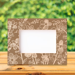 Spring Unieke grillige Doodle Flowers Verjaardag Gegraveerde Lijstjes