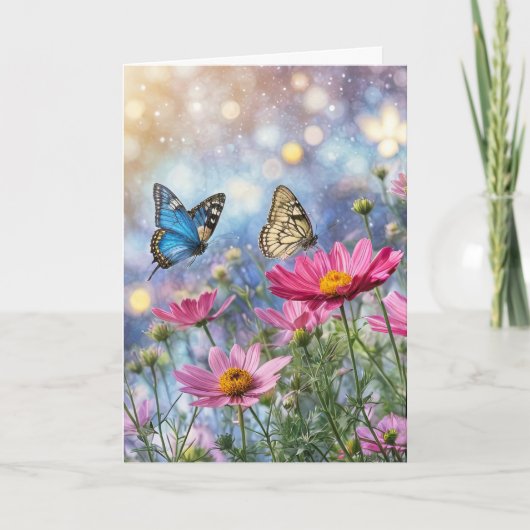 Spring Vernal Equinox Fantasy Butterflies Flowers Kaart (Voorkant)