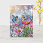 Spring Vernal Equinox Fantasy Butterflies Flowers Kaart (Gele Bloem)