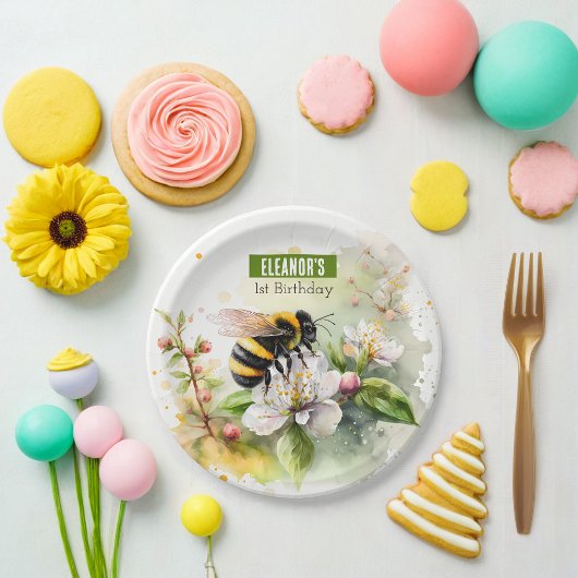 Spring vibes Bumblebee - Verjaardagsfeest - Papieren Bordje