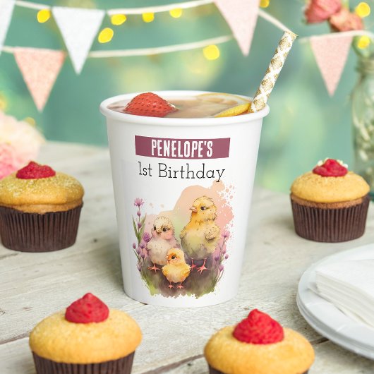 Spring vibes Chicks - 1e verjaardag - Papieren Bekers